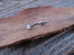 Spike Vertical Lip Natural White Howlite Stone 16G 100% Surgical Steel Curve Eyebrow Rook Barbell Ring Lip Piercing