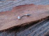 Spike Vertical Lip Natural White Howlite Stone 16G 100% Surgical Steel Curve Eyebrow Rook Barbell Ring Lip Piercing