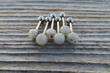Special Edition Moonstone Titanium Ti6Al4V ELI Implant Grade Natural Stone Barbell Tongue Ring 14g (1.6mm) Piercing
