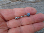 Sodalite Titanium Ti6Al4V ELI Implant Grade 6mm Natural Stone Barbell Tongue Ring 14g (1.6mm) Piercing