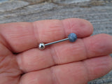 Sodalite Titanium Ti6Al4V ELI Implant Grade 6mm Natural Stone Barbell Tongue Ring 14g (1.6mm) Piercing