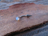 Spike Vertical Lip Natural White Howlite Stone 16G 100% Surgical Steel Curve Eyebrow Rook Barbell Ring Lip Piercing
