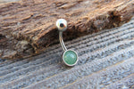 Green Aventurine Minimalist 6mm or 8mm Natural Stone 100% Surgical Steel Belly Ring 14g (1.6mm)