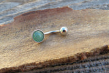 Green Aventurine Minimalist 6mm or 8mm Natural Stone 100% Surgical Steel Belly Ring 14g (1.6mm)