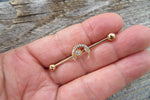 Crescent Moon Silver Ion Plated Surgical Steel 316L Barbell Industrial Small Balls 14G (1.6mm) Piercing 32mm 35mm 38mm