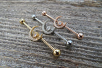 Crescent Moon Rose Gold Ion Plated Surgical Steel 316L Barbell Industrial Small Balls 14G (1.6mm) Piercing 32mm 35mm 38mm