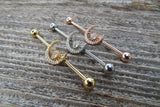 Crescent Moon Rose Gold Ion Plated Surgical Steel 316L Barbell Industrial Small Balls 14G (1.6mm) Piercing 32mm 35mm 38mm