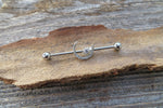 Crescent Moon Rose Gold Ion Plated Surgical Steel 316L Barbell Industrial Small Balls 14G (1.6mm) Piercing 32mm 35mm 38mm