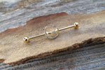 Crescent Moon Gold Ion Plated Surgical Steel 316L Barbell Industrial Small Balls 14G (1.6mm) Piercing 32mm 35mm 38mm