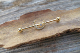 Crescent Moon Gold Ion Plated Surgical Steel 316L Barbell Industrial Small Balls 14G (1.6mm) Piercing 32mm 35mm 38mm