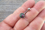 Ruby Zoisite Minimalist 8mm Natural Stone 100% Surgical Steel Belly Ring 14g (1.6mm)