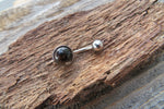 Smokey Quartz Minimalist 8mm Natural Stone 100% Surgical Steel Belly Ring 14g (1.6mm)