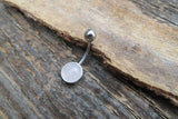 Green Aventurine Minimalist 8mm Natural Stone 100% Surgical Steel Belly Ring 14g (1.6mm)