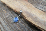 Green Aventurine Minimalist 8mm Natural Stone 100% Surgical Steel Belly Ring 14g (1.6mm)