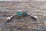 Green Aventurine Minimalist 6mm or 8mm Natural Stone 100% Surgical Steel Belly Ring 14g (1.6mm)
