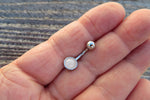Rose Quartz Minimalist 6mm or 8mm Natural Stone 100% Surgical Steel Belly Ring 14g (1.6mm)