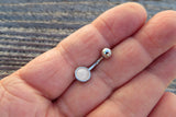 Rose Quartz Minimalist 6mm or 8mm Natural Stone 100% Surgical Steel Belly Ring 14g (1.6mm)