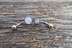 Rose Quartz Minimalist 6mm or 8mm Natural Stone 100% Surgical Steel Belly Ring 14g (1.6mm)