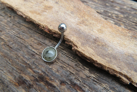 Labradorite Minimalist 8mm Natural Stone 100% Surgical Steel Belly Ring 14g (1.6mm)