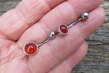 Carnelian Minimalist 6mm or 8mm Natural Stone 100% Surgical Steel Belly Ring 14g (1.6mm)