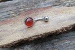 Carnelian Minimalist 6mm or 8mm Natural Stone 100% Surgical Steel Belly Ring 14g (1.6mm)