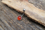 Carnelian Minimalist 6mm or 8mm Natural Stone 100% Surgical Steel Belly Ring 14g (1.6mm)