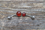 Carnelian Minimalist 6mm or 8mm Natural Stone 100% Surgical Steel Belly Ring 14g (1.6mm)