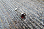 Garnet 7mm Domed Natural Stone Barbell Tongue Ring 14g (1.6mm) Piercing Custom Lengths