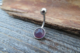Amethyst Minimalist 8mm Natural Stone 100% Surgical Steel Belly Ring 14g (1.6mm)