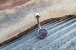 Amethyst Minimalist 8mm Natural Stone 100% Surgical Steel Belly Ring 14g (1.6mm)