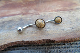 Picture Jasper Minimalist 6mm or 8mm Natural Stone 100% Surgical Steel Belly Ring 14g (1.6mm)