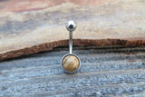 Picture Jasper Minimalist 6mm or 8mm Natural Stone 100% Surgical Steel Belly Ring 14g (1.6mm)