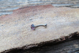 Vertical Lip Natural Amethyst Stone 16G 100% Surgical Steel Curve Eyebrow Rook Barbell Ring Lip Piercing Minimalist Dome Bottom