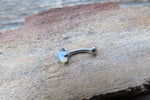Vertical Lip Natural Green Aventurine Stone 16G 100% Surgical Steel Curve Eyebrow Rook Barbell Ring Lip Piercing Minimalist Dome Bottom
