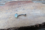 Vertical Lip Natural Turquoise Howlite Stone 16G 100% Surgical Steel Curve Eyebrow Rook Barbell Ring Lip Piercing Minimalist Dome Bottom