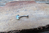 Vertical Lip Natural Turquoise Howlite Stone 16G 100% Surgical Steel Curve Eyebrow Rook Barbell Ring Lip Piercing Minimalist Dome Bottom