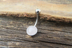 Rose Quartz Minimalist 6mm or 8mm Natural Stone 100% Surgical Steel Belly Ring 14g (1.6mm)