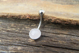 Rose Quartz Minimalist 6mm or 8mm Natural Stone 100% Surgical Steel Belly Ring 14g (1.6mm)