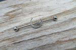 Crescent Moon Silver Ion Plated Surgical Steel 316L Barbell Industrial Small Balls 14G (1.6mm) Piercing 32mm 35mm 38mm