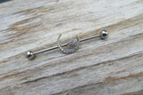 Crescent Moon Silver Ion Plated Surgical Steel 316L Barbell Industrial Small Balls 14G (1.6mm) Piercing 32mm 35mm 38mm
