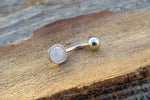 Rose Quartz Minimalist 6mm or 8mm Natural Stone 100% Surgical Steel Belly Ring 14g (1.6mm)
