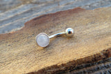 Rose Quartz Minimalist 6mm or 8mm Natural Stone 100% Surgical Steel Belly Ring 14g (1.6mm)