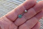 Green Aventurine Minimalist 6mm or 8mm Natural Stone 100% Surgical Steel Belly Ring 14g (1.6mm)