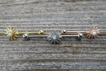 Opal Silver Ion Plated Custom Lengths Spiked Sun Surgical Steel 316L Barbell Industrial Small Balls 14G (1.6mm) Piercing 32mm 35mm 38mm