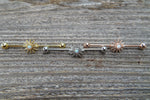 Opal Rose Gold Ion Plated Custom Lengths Spiked Sun Surgical Steel 316L Barbell Industrial Small Balls 14G (1.6mm) Piercing 32mm 35mm 38mm