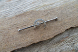Crescent Moon Silver Ion Plated Surgical Steel 316L Barbell Industrial Small Balls 14G (1.6mm) Piercing 32mm 35mm 38mm