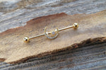 Crescent Moon Rose Gold Ion Plated Surgical Steel 316L Barbell Industrial Small Balls 14G (1.6mm) Piercing 32mm 35mm 38mm
