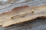 Crescent Moon Rose Gold Ion Plated Surgical Steel 316L Barbell Industrial Small Balls 14G (1.6mm) Piercing 32mm 35mm 38mm