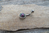 Ruby Zoisite Minimalist 6mm or 8mm Natural Stone 100% Surgical Steel Belly Ring 14g (1.6mm)