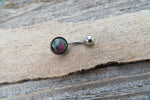 Ruby Zoisite Minimalist 6mm or 8mm Natural Stone 100% Surgical Steel Belly Ring 14g (1.6mm)